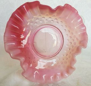 Antique Fenton Cranberry Opalescent Hobnail Smal Plate Ruffled Edge