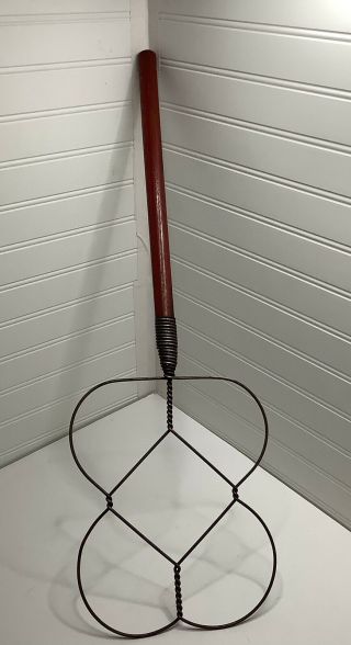 Batwing Rug Beater With Red Handle,  Twisted Metal,  Vintage Rug Cleaner