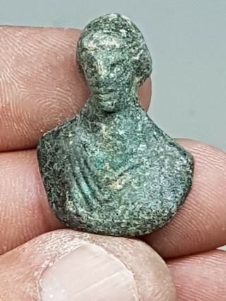 Rare Ancient Roman Bronze Bust Of Diana 200 - 300 Ad 13 Gr 32 Mm