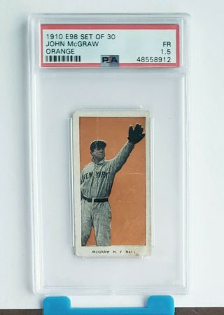 1910 E98 Set Of 30 John Mcgraw Baseball - Rare Orange Background - Psa 1.  5 Fair