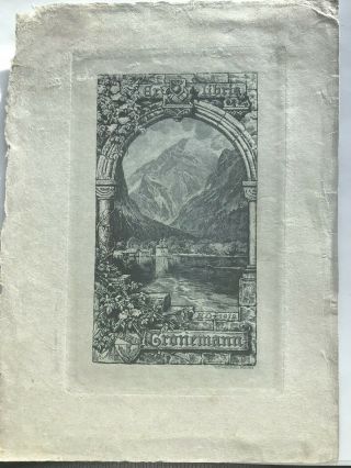 Antique 1912 German Artist Rudolf Westphal Ex Libris Bookplate Engraving Etching