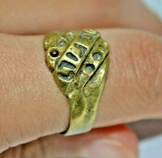 Rare Ancient Roman Military Legionary Bronze Golden Color Ring 150 Bc - 200 Ad