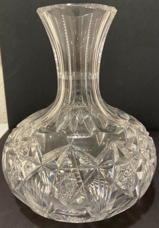 Antique American Brilliant Period Cut Crystal Wine Decanter/water Carafe