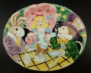 Vrg Rare Fitz And Floyd Hand Painted Alice In Wonderland Oval Plate Decor 1992