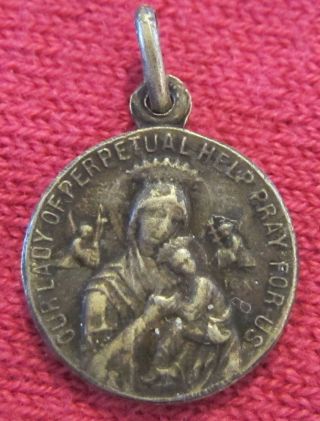 Antique Catholic Religious Holy Medal - Our Lady Perpetual Help / Saint Gerard