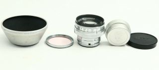 Rare Early Contax Rf Carl Zeiss Sonnar 50mm F2 50/2 Black Rim Lens Hood