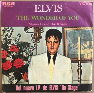 Elvis Presley 7 " 45 Rpm Single Wonder Of You Spain Pic Sleeve 1970 Vinyl Rare