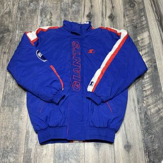 Rare Vintage 90s Pro Line Ny Giants Starter Jacket Zip Up Medium