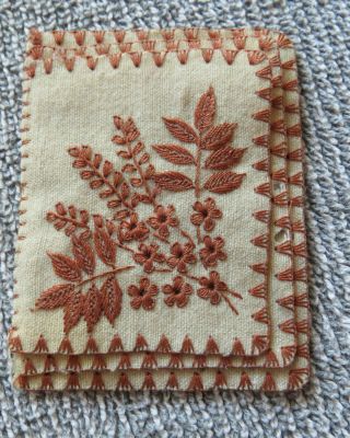 Small Hand Embroidered Shaker Flannel Needle Book
