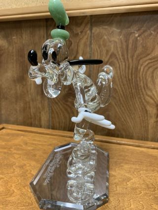 Walt Disney World Rare Large Arribas Goofy Skateboarding Figurine Crystal Glass