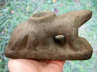 Rare Fine G10 Alabama Frog Effigy Platform Pipe With Arrowheads Artifacts
