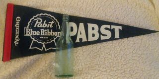 Rare Pabst Milwaukee Antique Beer Bottle/ Pabst Blue Ribbon Pennant Old