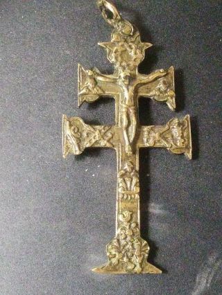 Rare 17th Century Spanish Bronze Reliquary Cross Crucifix W/ Virgin Mary