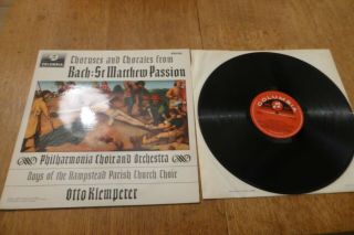 Bach St Matthew Passion Klemperer Columbia S/c Stereo Sax 2525 Uk Rare Ex Lp