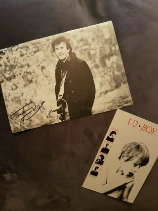 U2 Rare Fan Club Limited Release Signed Edge Photo 1983 With Boy Postcard