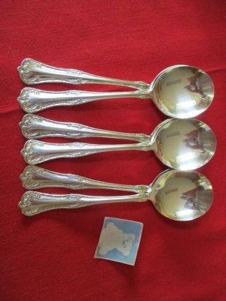(6) National Silverplate Gumbo Soup Spoons,  1908 Queen Elizabeth Stk M