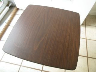 Mid Century Plant Stand Side End Table Dark Walnut Formica Vtg 60s 70s 2