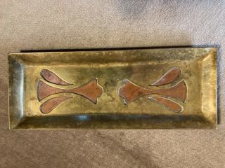 Antique Mission Arts & Crafts Art Nouveau Brass Copper Pin Tray