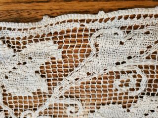 1920s Antique Filet Crochet Lace Ecru Tablecloth Linen Napkins Handmade