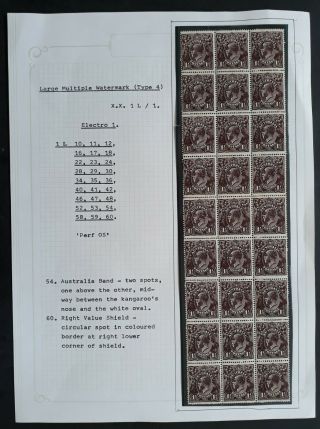 Rare 1919 Australia Blk 9x1 1/2d Black Brown Kgv Stamps Lmwmk Os Perf Mint/muh