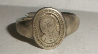 Antique Chinese Export Silver Adjustable Monk Ring Size 7.  5