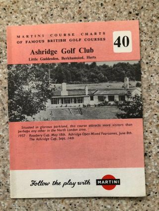 Very Rare 1957 Ashridge Golf Club Martini Course Chart Number 40 Out Of 60
