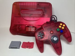 Nintendo 64 N64 Funtastic Watermelon Console W/ 1 Matching Con/cables - Rare Pink