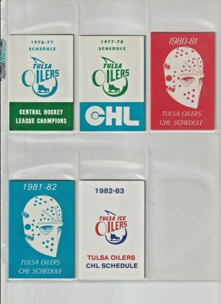 1976 77 - 1982 83 (5) Different Tulsa Oilers Pocket Schedules Wow Look Rare
