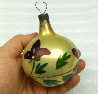 Antique Ussr Vintage Russian Glass Christmas Tree Ornament Decoration Old Ball
