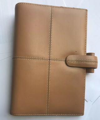 Filofax Classic Tan Personal Size Leather Organizer Rare