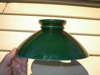 Old C.  1900 Emerald Green Cased Glass Low - Profile Antique Oil Lamp Shade 10”