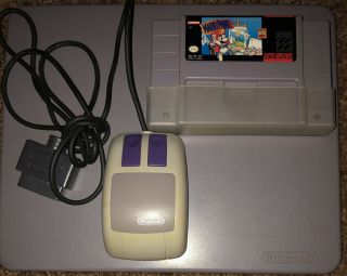 Mario Paint (nintendo Snes,  1992) With Mouse And Mousepad Authentic Rare