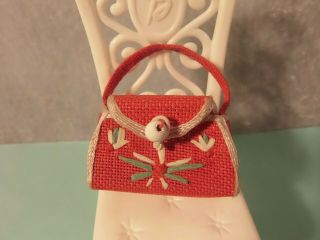 Vintage Barbie Doll Clone Premier Floral Embroidered Wicker Straw Purse