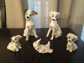 Disney 101 Dalmatians Ceramic Figurines Rare Vintage Set Of 5 Dogs Japan