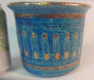 Rare Mid Century Modern Aldo Londi Bitossi Italy Safety Pin Vase Bowl Lava Blue