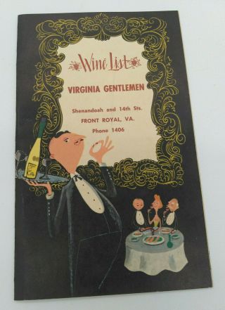 Virginia Gentlemen Front Royal Va Restaurant Wine List Rare Menu Cresta Blanca