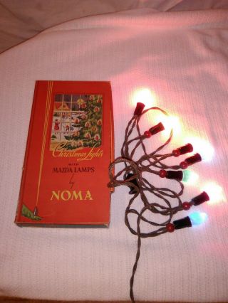 Vintage Antique Christmas Tree Lights Noma Lithograph Santa Box Mazda Lamp