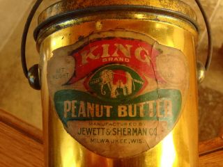 Vintage 1 Lb.  King Brand Peanut Butter Pail/tin - Milwaukee,  Wis.  Elephant Rare