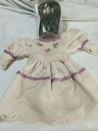 STUNNING SILKY DOLL DRESS WITH WIG FOR BRU JUMEAU ANTIQUE FRENCH 2