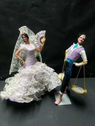 Vintage Marin Chiclana Dancer Lavender Lace Dress Doll W/man