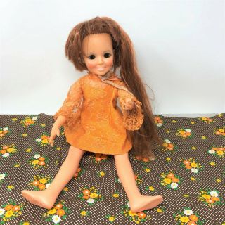 Vintage 1969 Ideal Crissy Doll Growing Hair Orange Dress