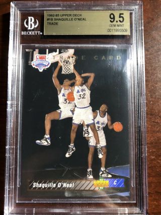 1992 Upper Deck Shaquille O’neal Rookie Trade Rc Bgs 9.  5 1b Lakers Hof Rare