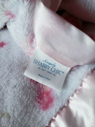 RARE Rachel Ashwell Shabby Chic KING 2 ply Pink Roses Plush Blanket Satin TRIM 3