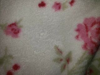 RARE Rachel Ashwell Shabby Chic KING 2 ply Pink Roses Plush Blanket Satin TRIM 6