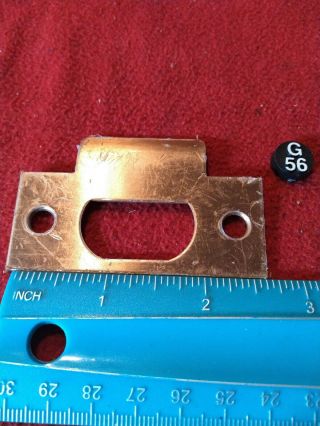 Vtg.  Brass Coated 2 3/4 " X1 1/8 " Mortise Lock Striker Strike Plate Keeper Jambg56