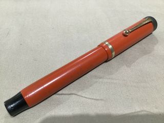 Rare Geo S Parker Duofold Lucky Curve Fountain Pen Orange Made In Usa 4 - 25 - 11