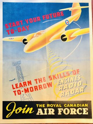 Extremely Rare R.  C.  A.  F Ww2 Poster.  17.  5 X 22.  5 Inches