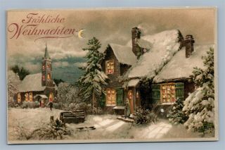 Hold To Light German Christmas Antique Postcard Htl