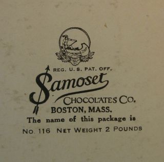 Samoset Chocolates Co.  - Box - No.  116 - Antique - 1900 - 1920 ' s - Very RARE 2