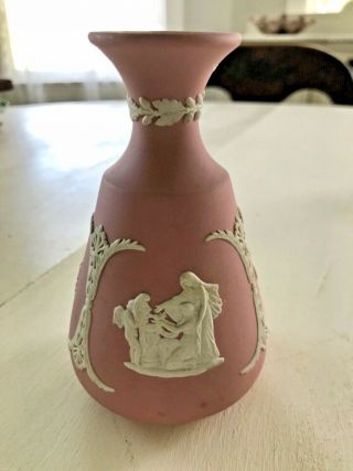 Rare Wedgwood Pink Jasperware Cameo Bud Vase - Made In England